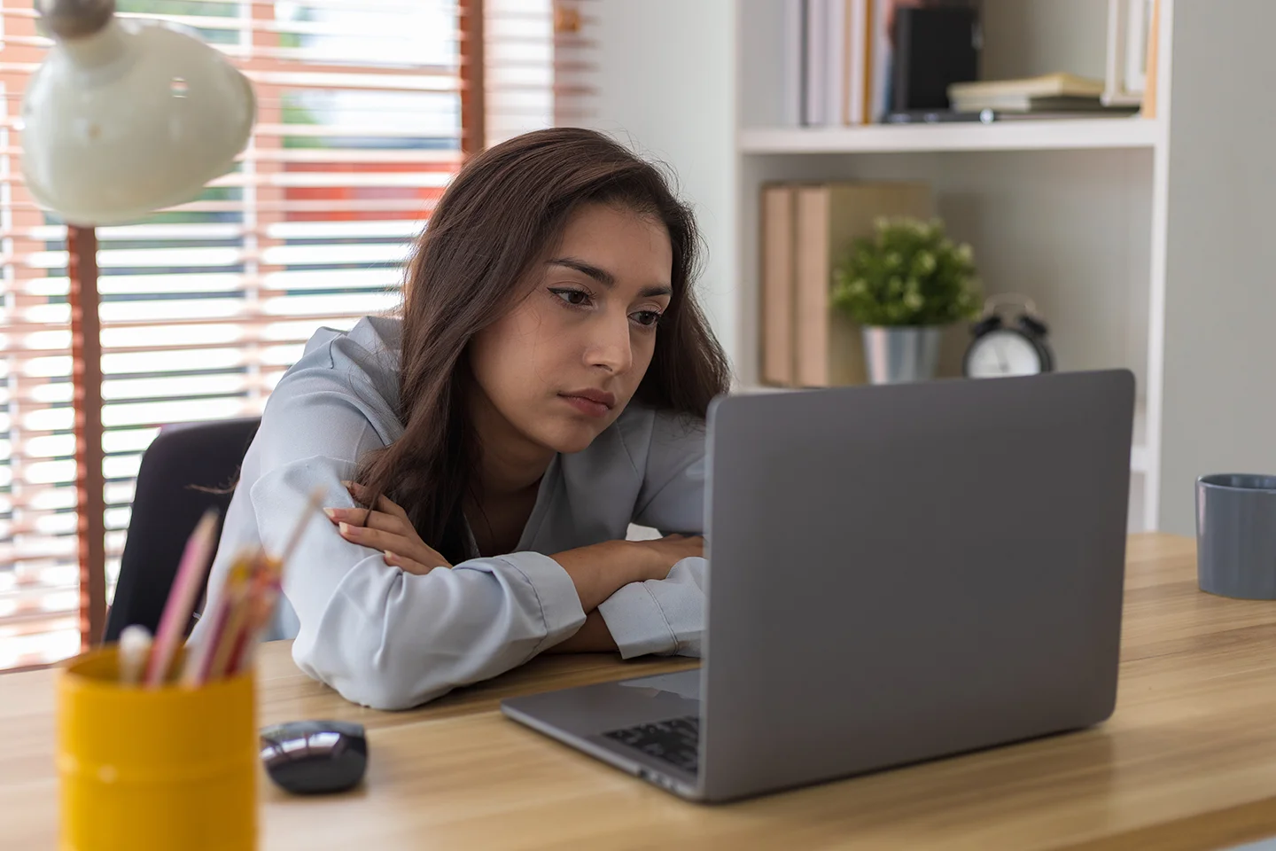 Woman Tired Of Work And Not Inspired